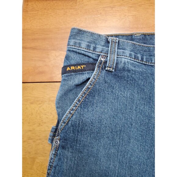 Ariat Rebar M4 Relaxed Boot Size 36x32 Mens Denim Work Blue Jeans Med Wash EUC - Picture 6 of 16